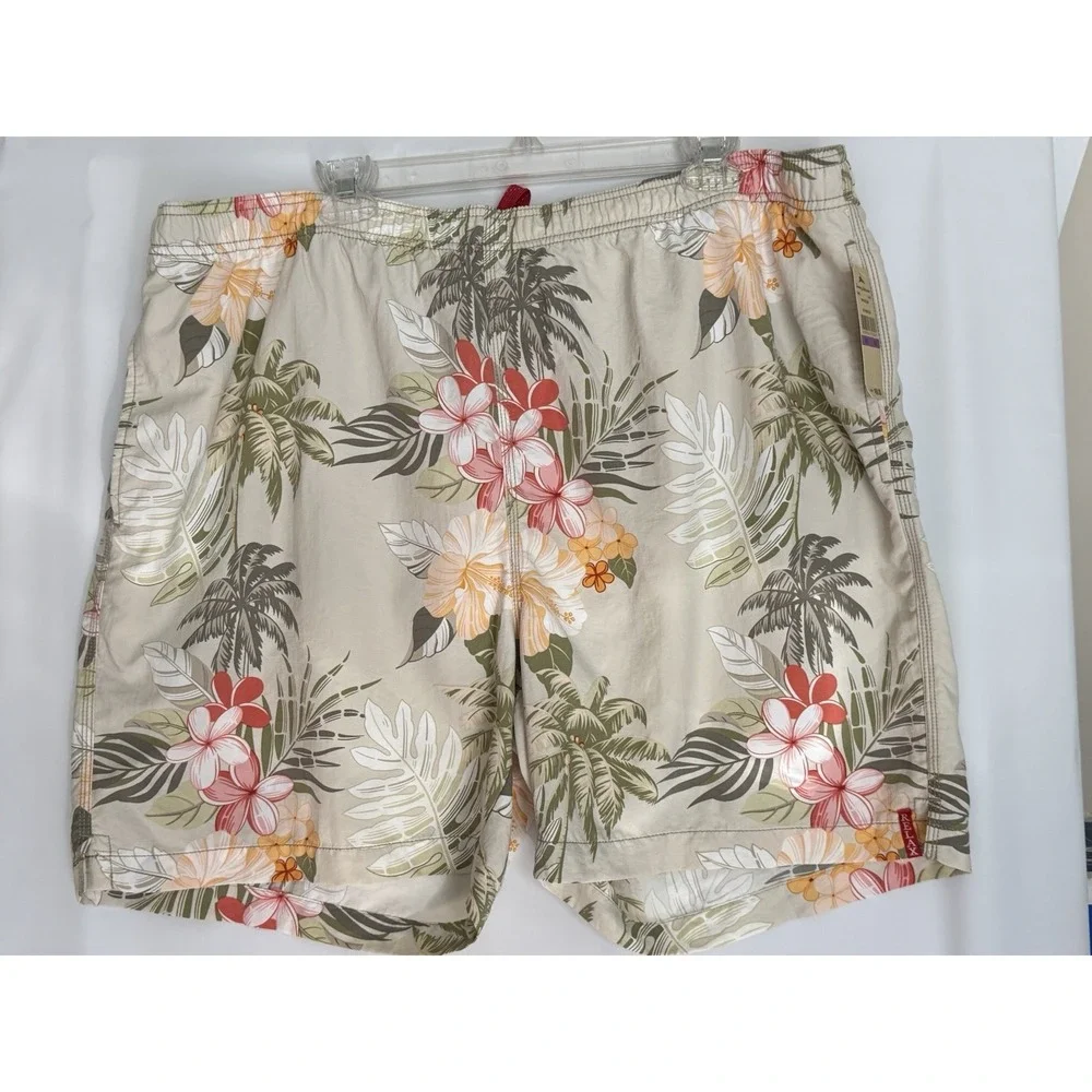 New Tommy Bahama Swim Trunks Shorts Men's XXL Temple Of Bloom French Clay
